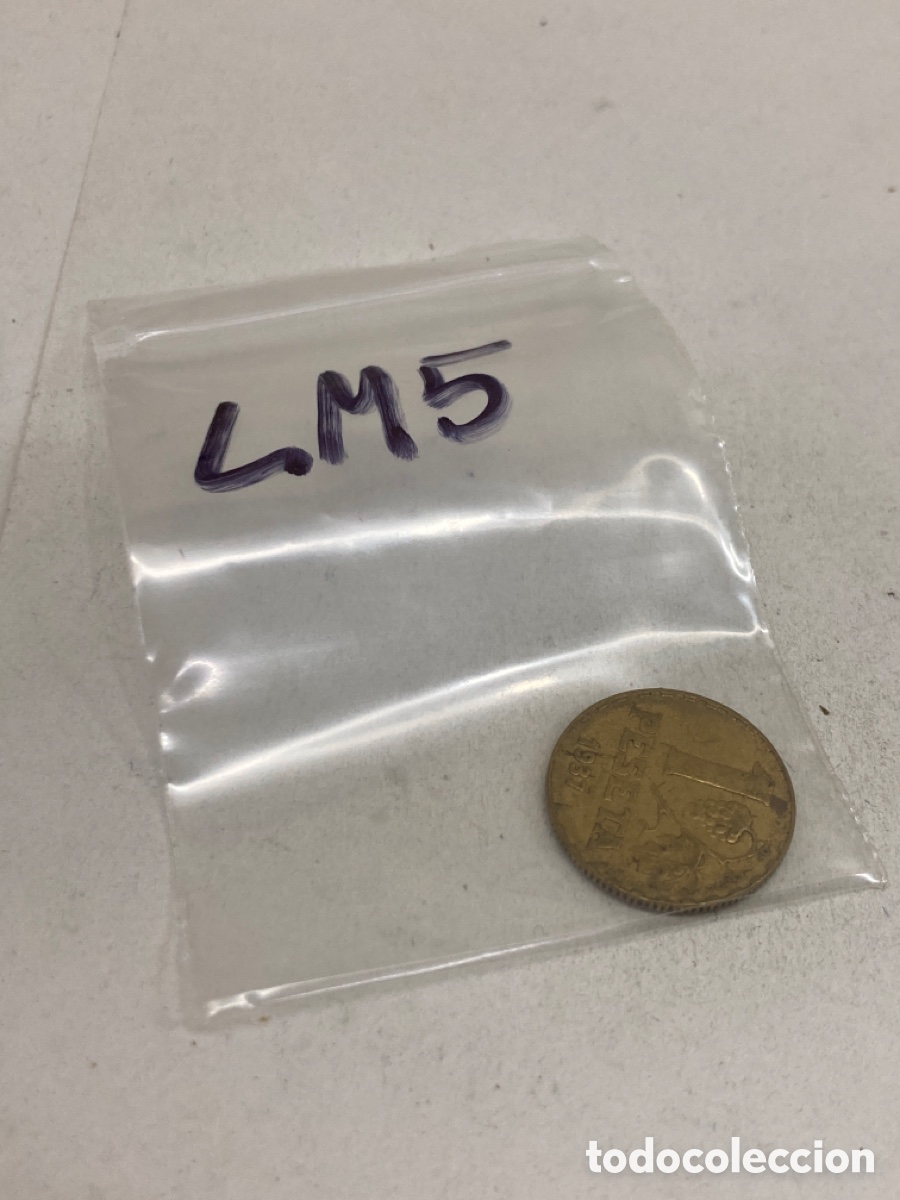 Monedas Rep&uacute;blica: Moneda de una peseta 1937 - Foto 3