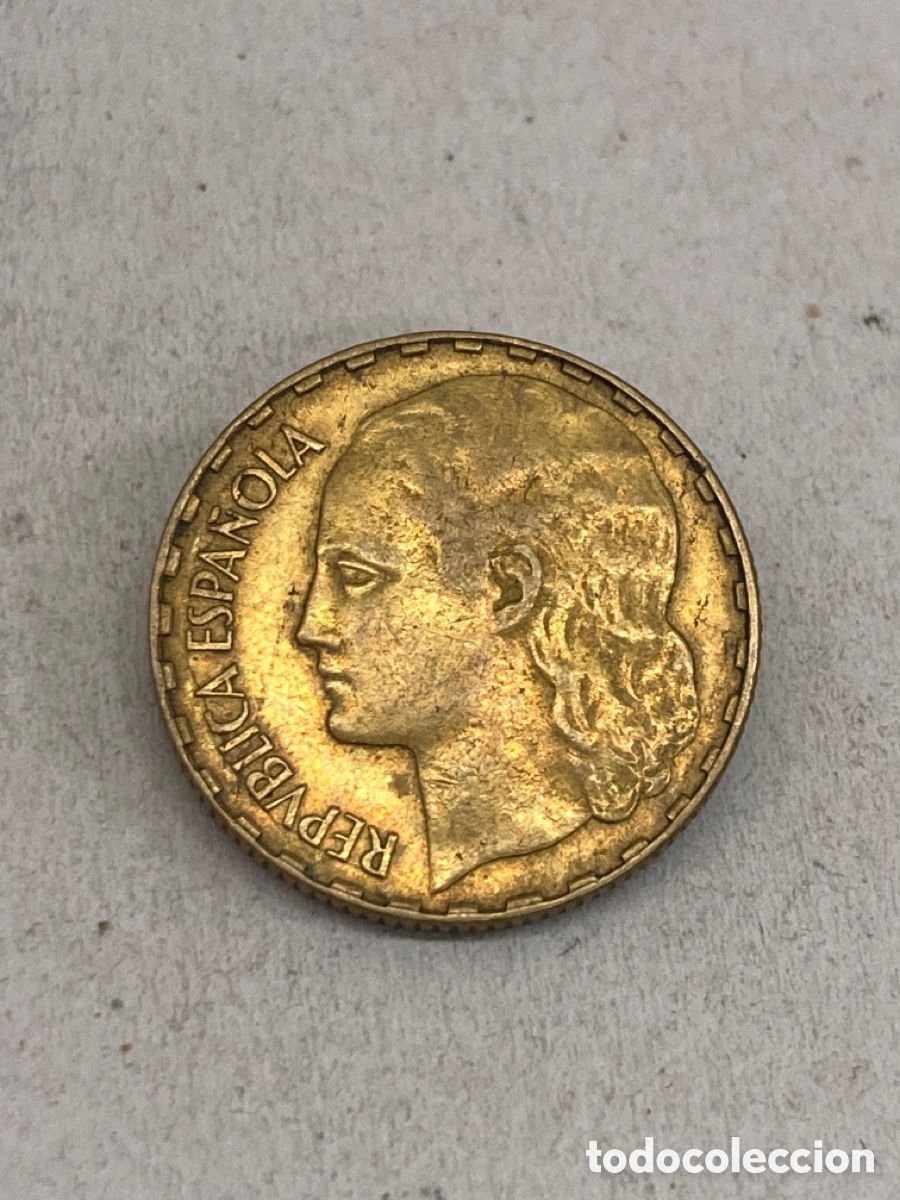 Monedas Rep&uacute;blica: Moneda de una peseta 1937 - Foto 1
