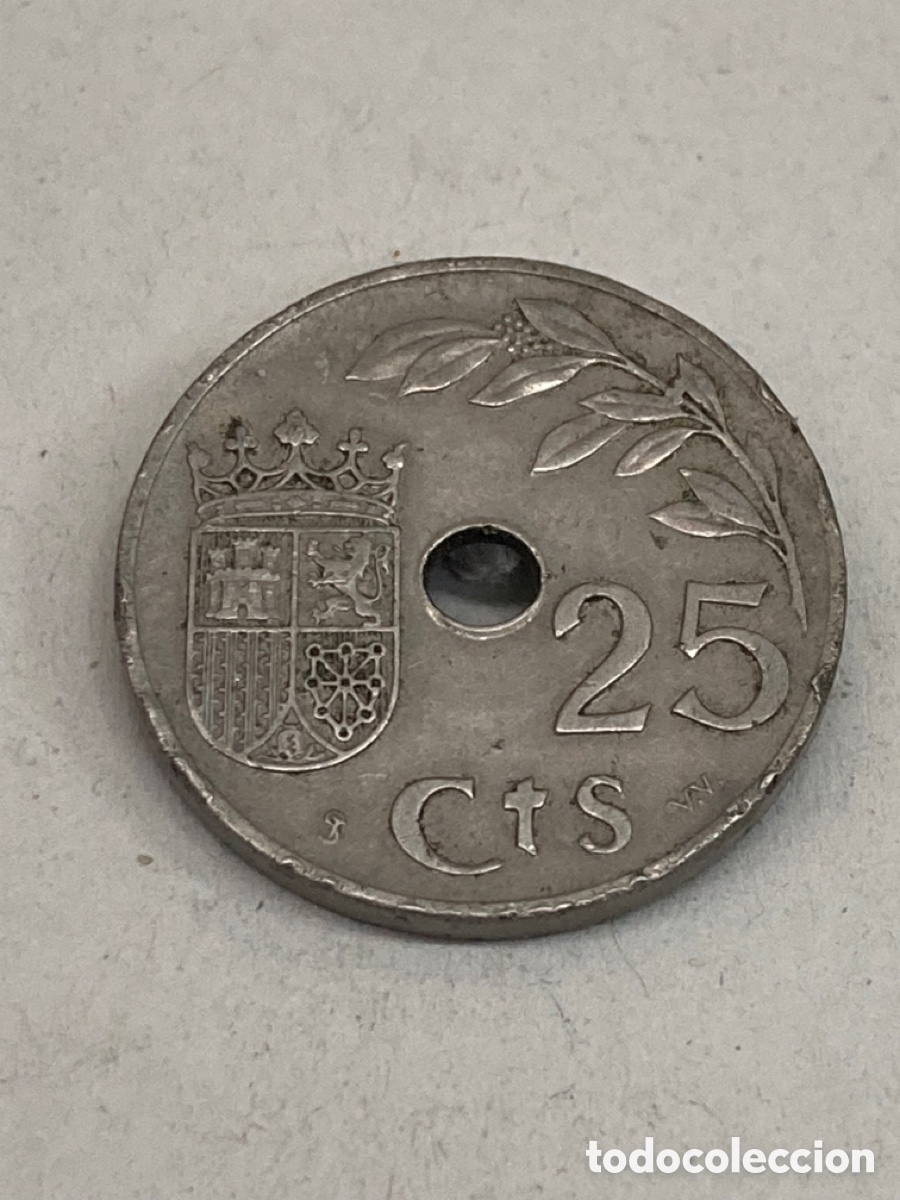 Monedas Rep&uacute;blica: Moneda de veinticinco c&eacute;ntimos 1937 - Foto 2