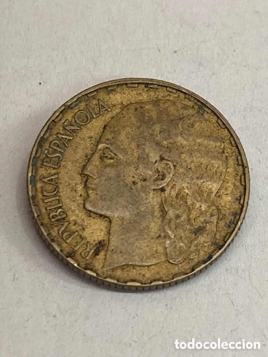 Monedas Rep&uacute;blica: Moneda de una peseta 1937 - Foto 2