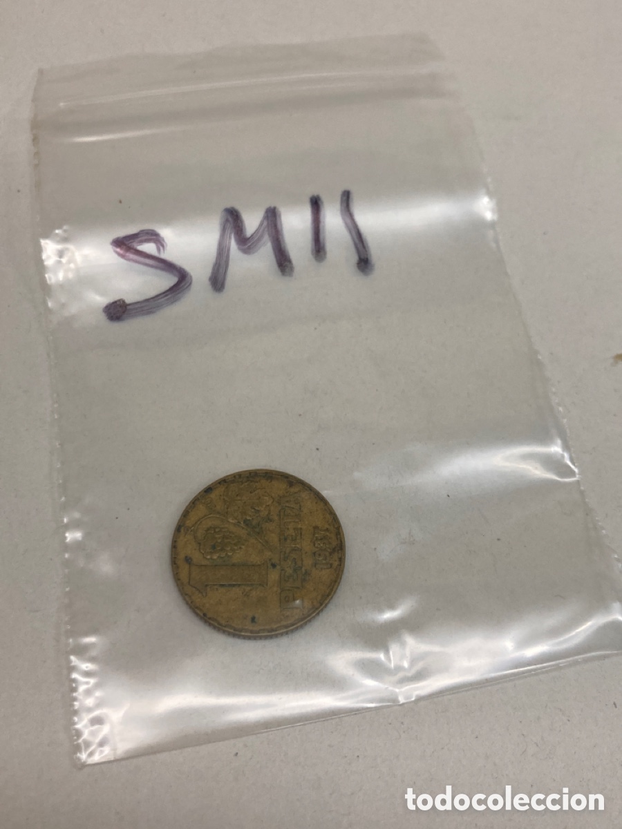 Monedas Rep&uacute;blica: Moneda de una peseta 1937 - Foto 3