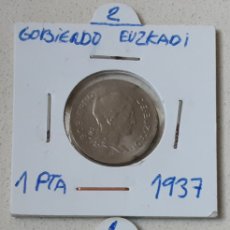 Monedas República: LOTE DE 2 MONEDAS DE 1 PESETA Y 2 PESETAS 1937 GOBIERNO DE EUZKADI ESPAÑA