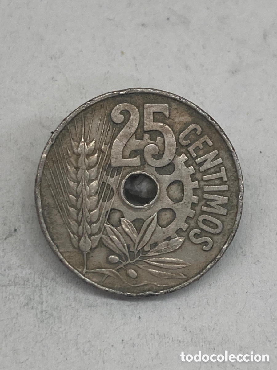 Monedas Rep&uacute;blica: Moneda de 25 C&eacute;ntimos 1934/MM1 - Foto 2