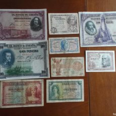 Monedas República: CONJUNTO DE 10 BILLETES DE LA REPUBLICA ESPAÑOLA 1937 -39