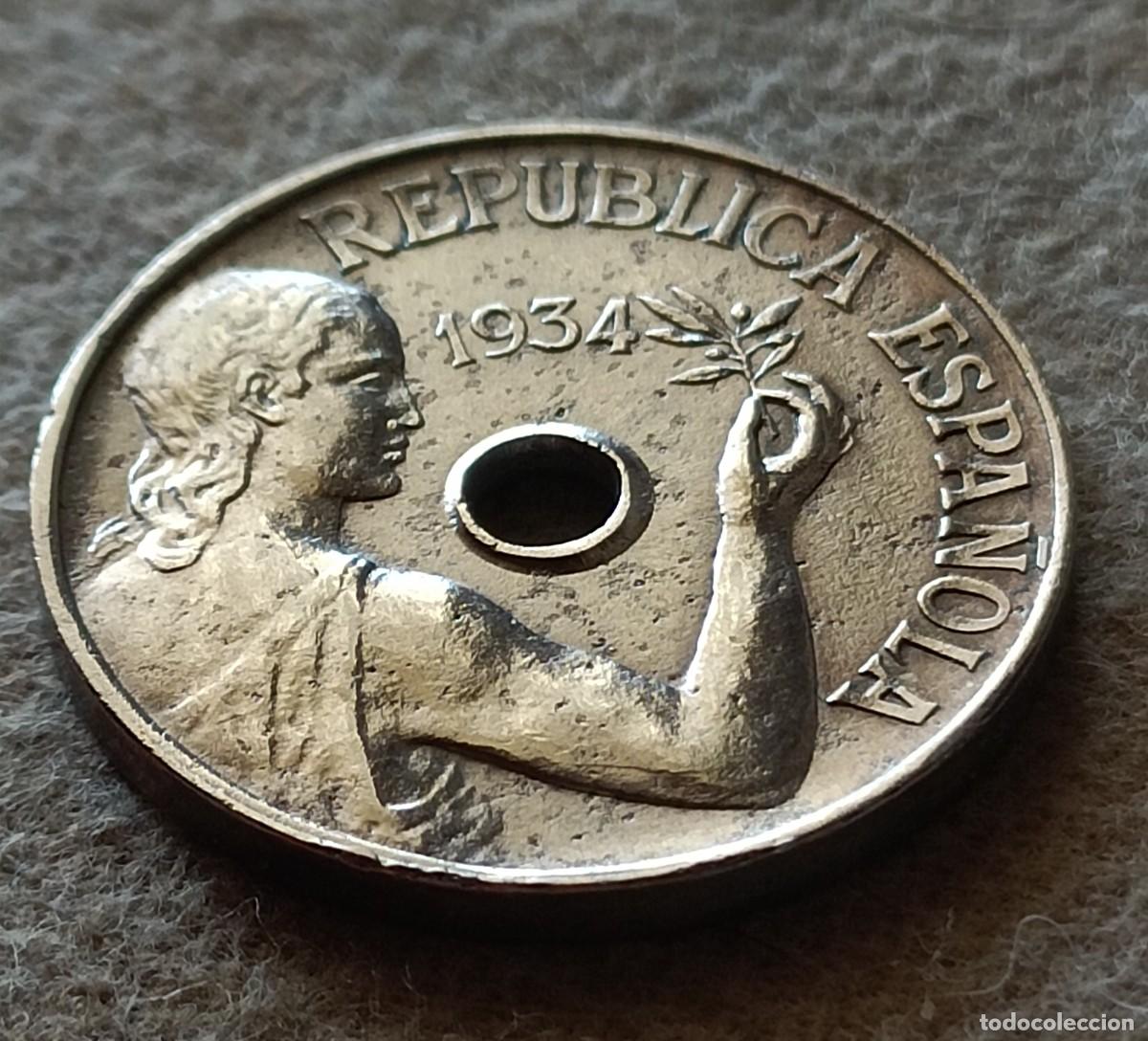 Monedas Rep&uacute;blica: 25 c&eacute;ntimos 1934 - Foto 1