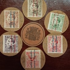 Monedas República: LOTE DE 6 CARTONES MONEDA CON SELLOS DE ALFONSO XIII DE 1931,CON 2,5,10,20 Y 25 CTS.+20 CTS. URGENTE