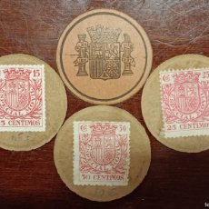 Monedas República: LOTE DE 3 CARTONES DE SELLOS MONEDA DE 1934-36 FISCALES DE 15, 25 Y 30 CTS.