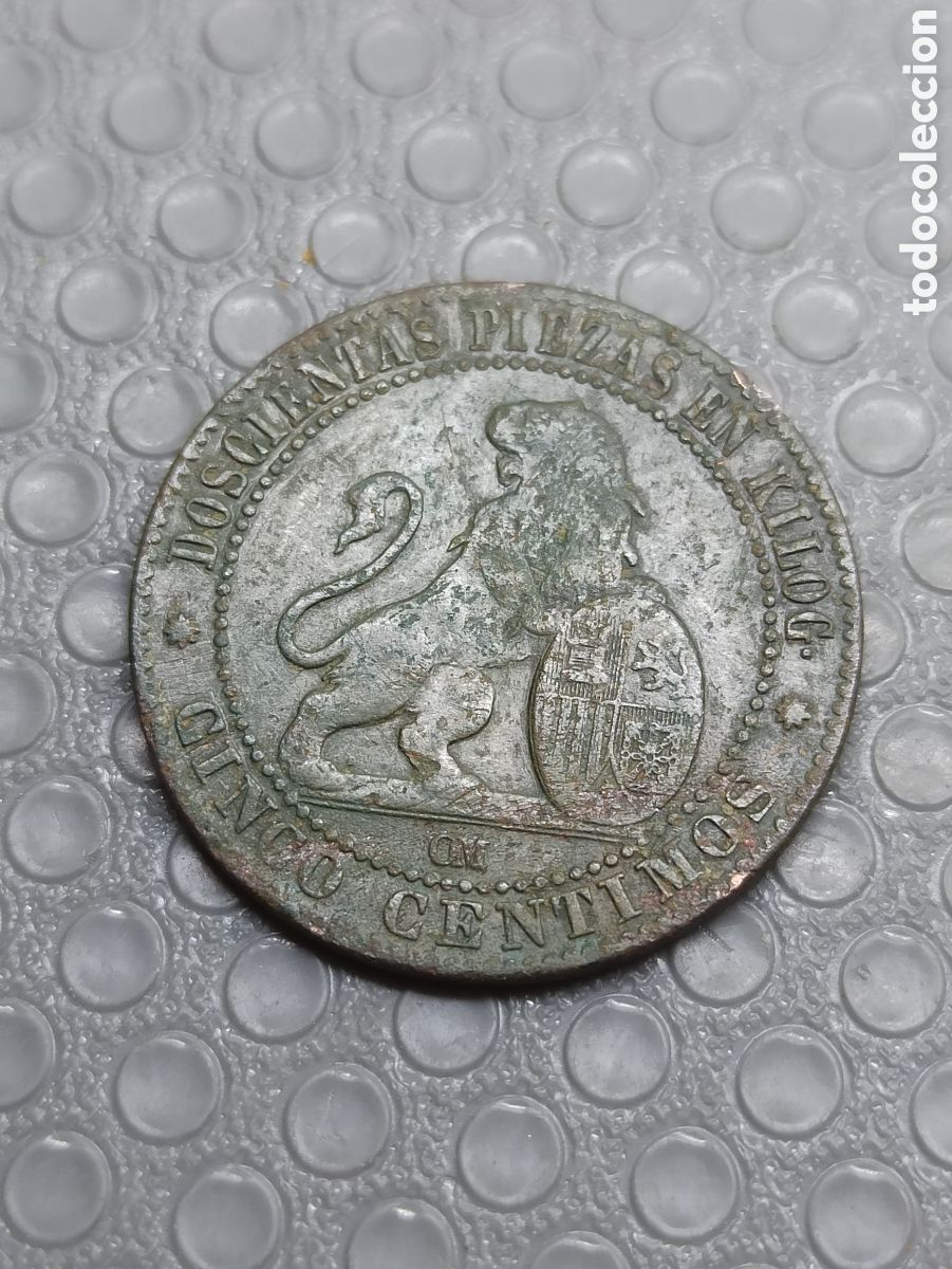 Monedas Rep&uacute;blica: Moneda de 5 c&eacute;ntimos 1870 en buenas condiciones - Foto 2