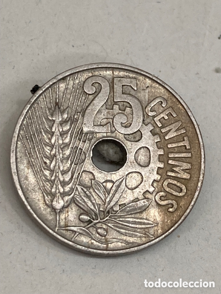 Monedas Rep&uacute;blica: Moneda 25 c&eacute;ntimos 1934 L35 - Foto 2