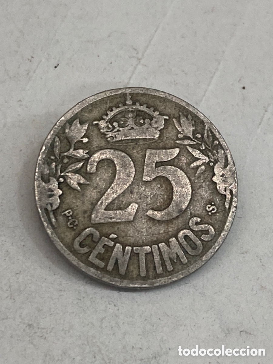 Monedas Rep&uacute;blica: Moneda 25 c&eacute;ntimos 1925 L36 - Foto 2