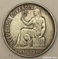 Monedas República: UNA PESETA 1933 REPUBLICA - PLATA - REVERSO GIRADO A 180º