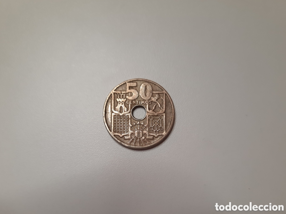 Monedas Rep&uacute;blica: Moneda 5 centimos 1949, Estrella 54 - Foto 2