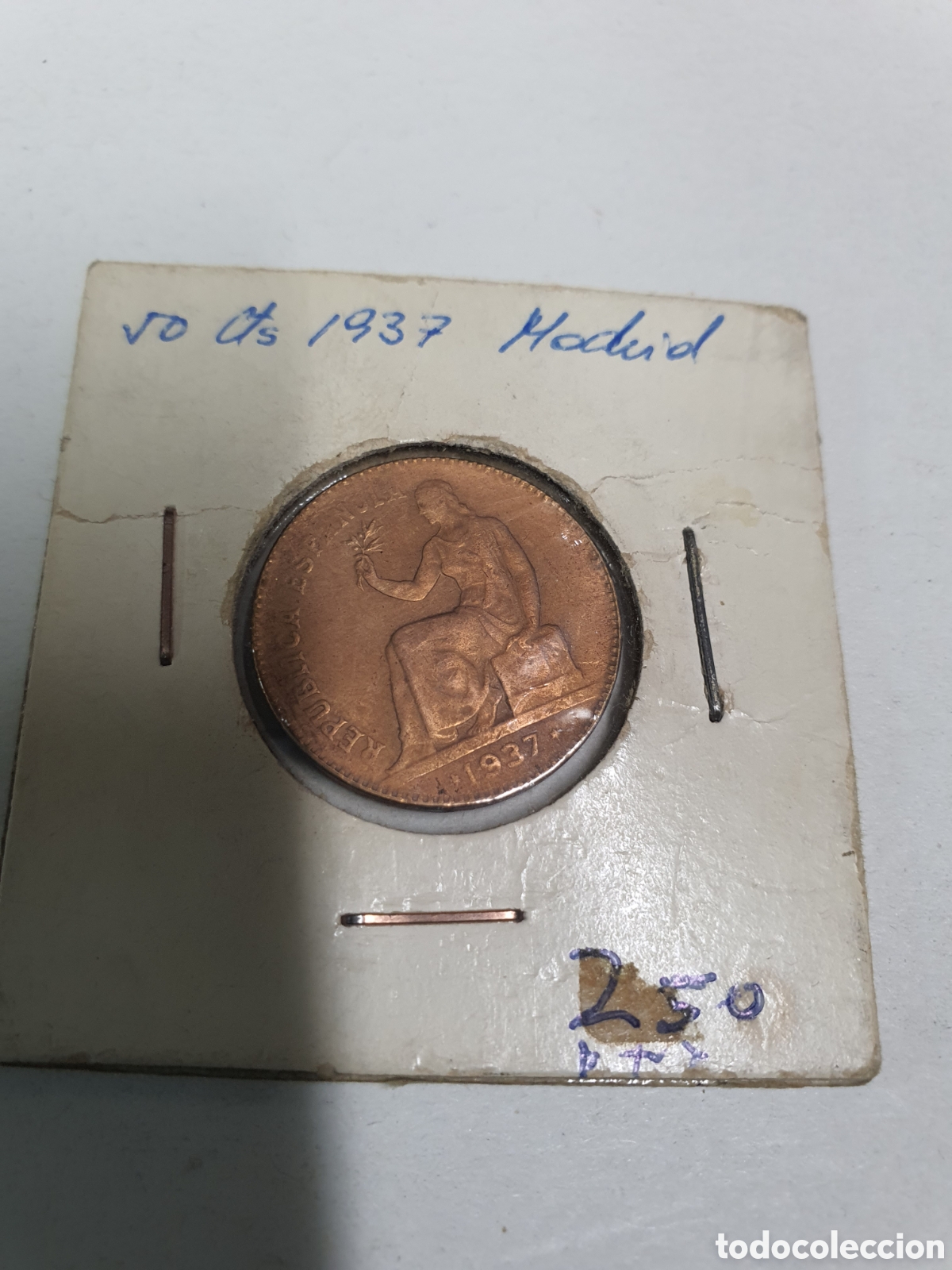 Monedas Rep&uacute;blica: Moneda 50 centimos 1937 republica - Foto 1