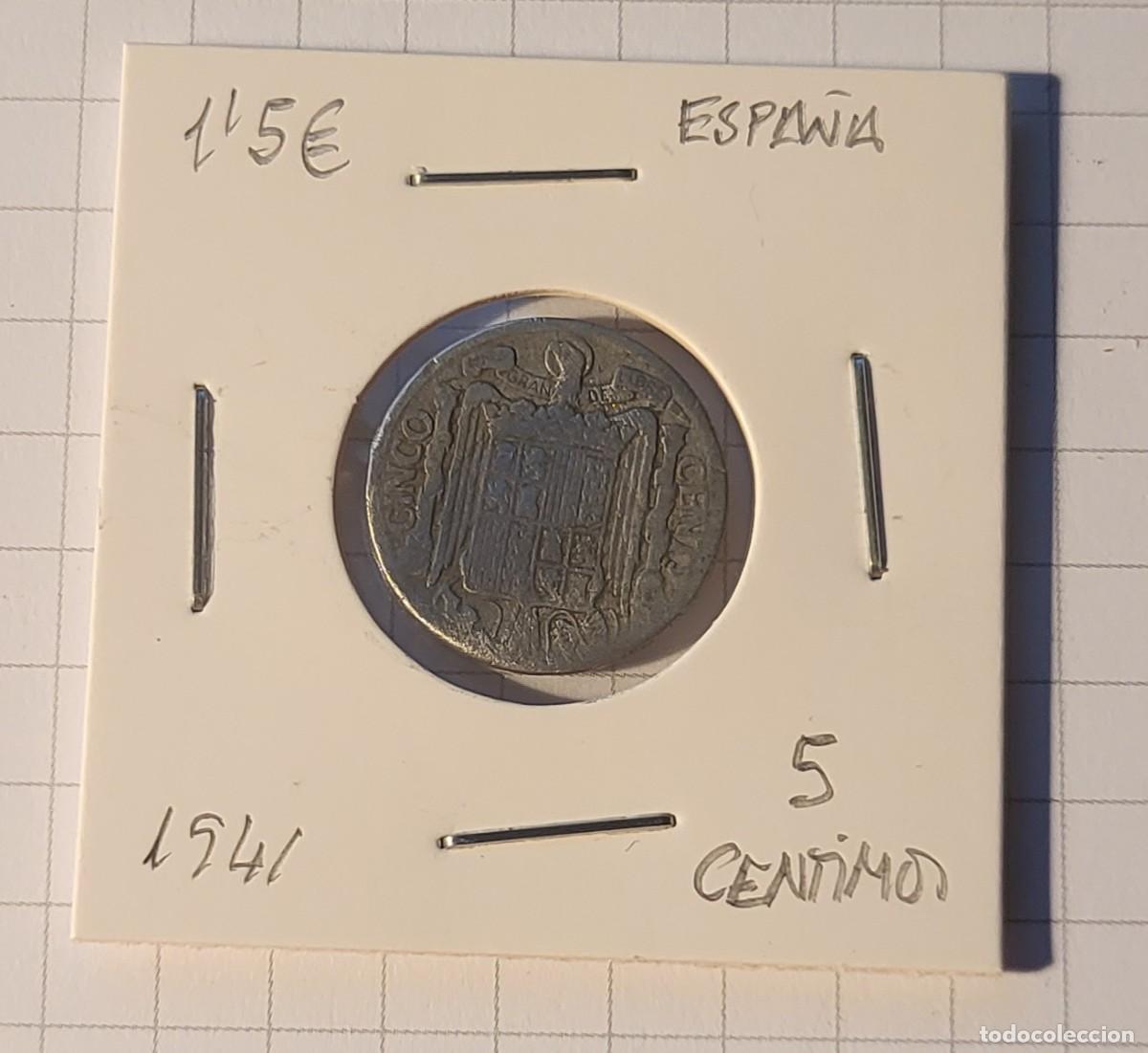 Monedas Rep&uacute;blica: MODEDA DE ESPA&Ntilde;A 1941 5 CENTIMOS - Foto 1