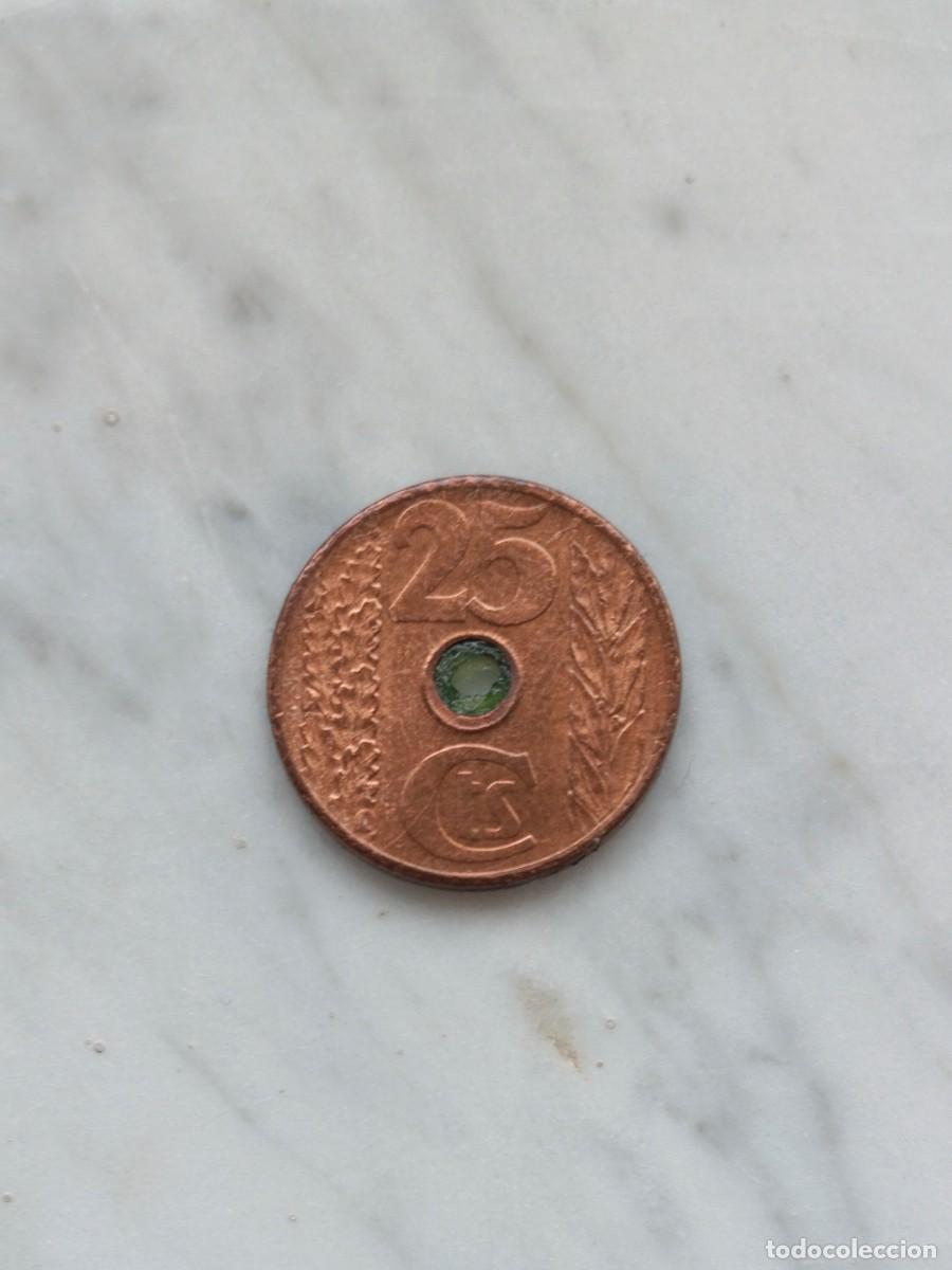 Monedas Rep&uacute;blica: 25 centimos centimos de 1938 de Madrid. - Foto 2