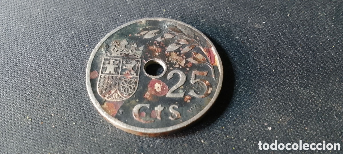 Monedas Rep&uacute;blica: 25 centimos 1937.Espa&ntilde;a. - Foto 2