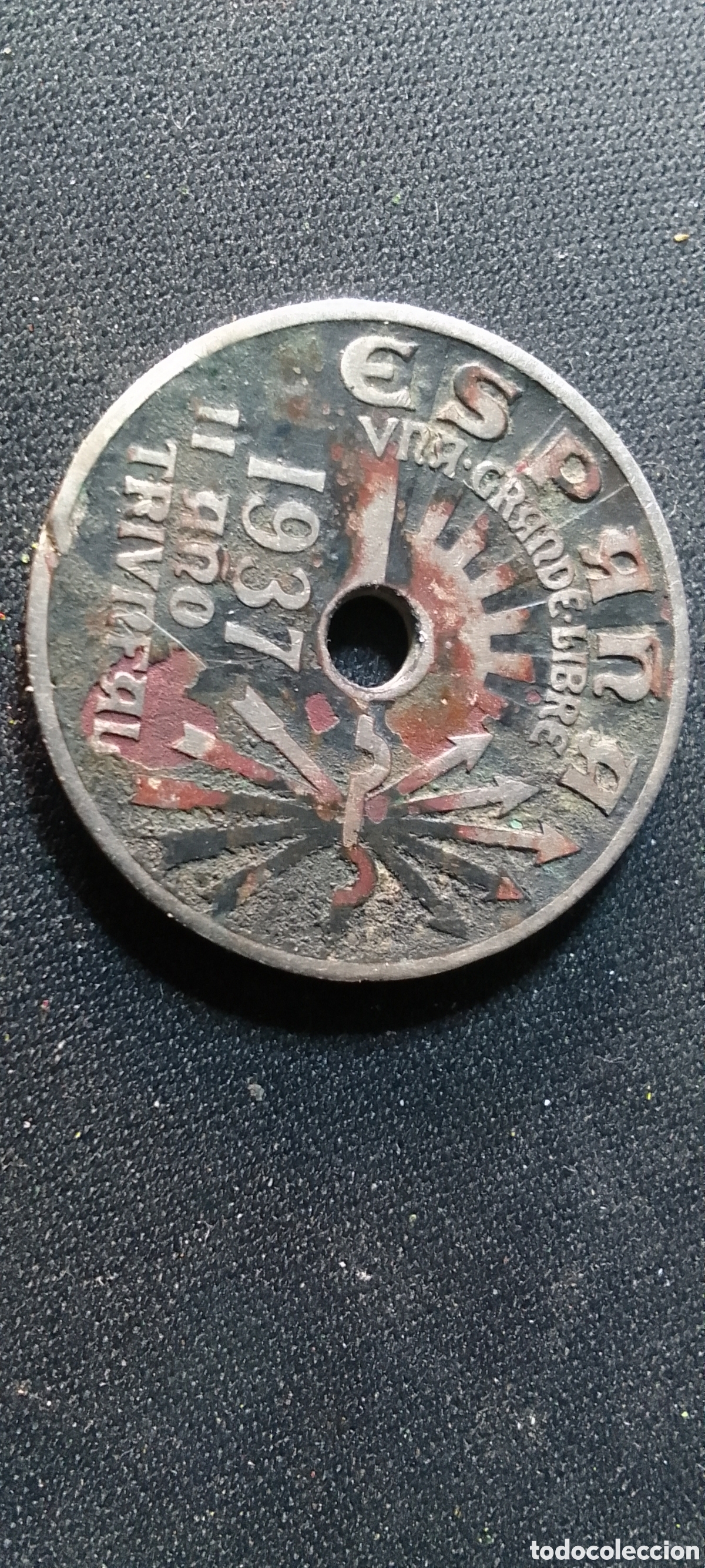 Monedas Rep&uacute;blica: 25 centimos 1937.Espa&ntilde;a. - Foto 3