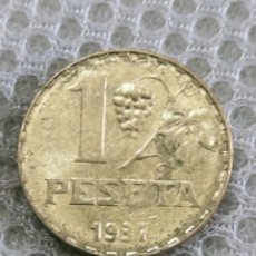Monedas República: MONEDA UNA PESETA 1937 REPÚBLICA EBC