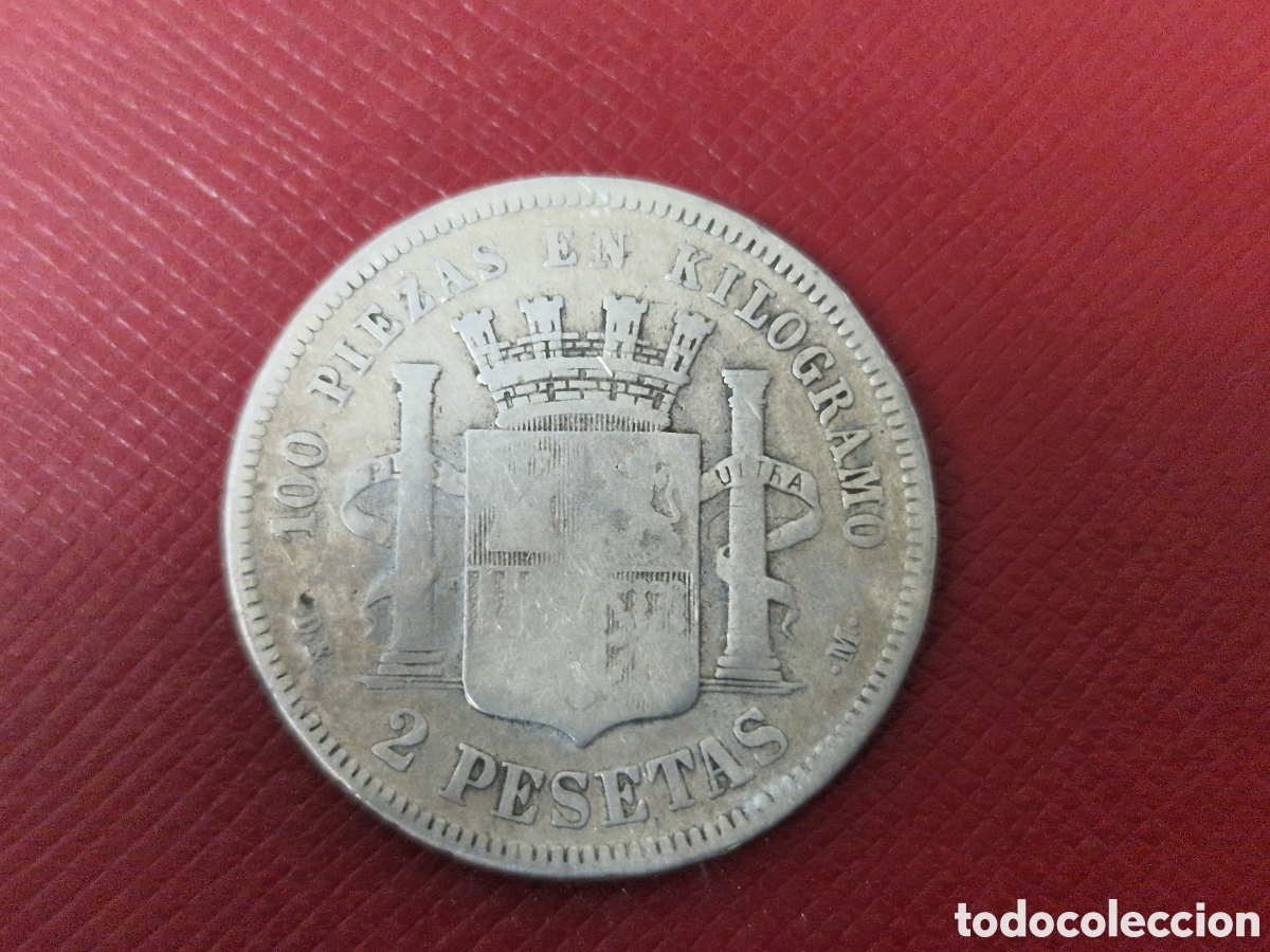 Monedas Rep&uacute;blica: 2 PTA PLATA REPUBLICA 1870 - Foto 3