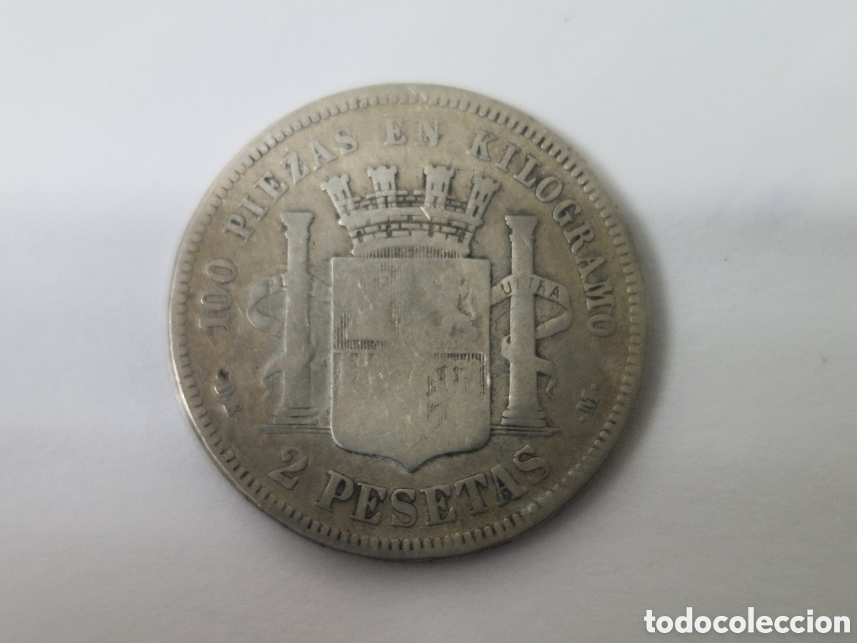 Monedas Rep&uacute;blica: 2 PTA PLATA REPUBLICA 1870 - Foto 2
