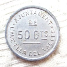 Monedas República: GUERRA CIVIL-RARÍSIMA MONEDA DE 50 CÉNTIMOS DE ALUMINIO CON LEYENDA-L'AMETLLA DEL VALLÉS (BARCELONA)