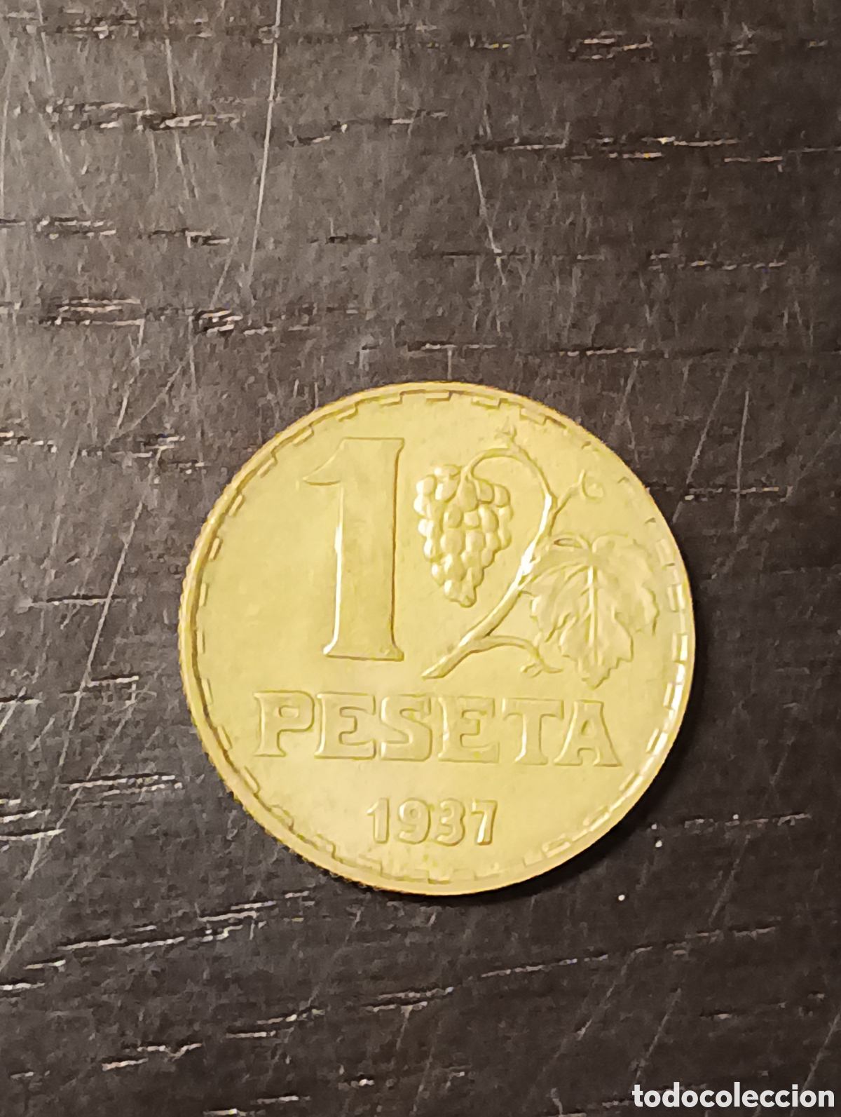 Monedas Rep&uacute;blica: Moneda de 1 peseta de 1937 - Foto 1