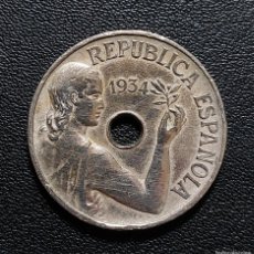 Monedas República: ESPAÑA 25 CÉNTIMOS 1934 MONEDA REPUBLICANA (MBC)