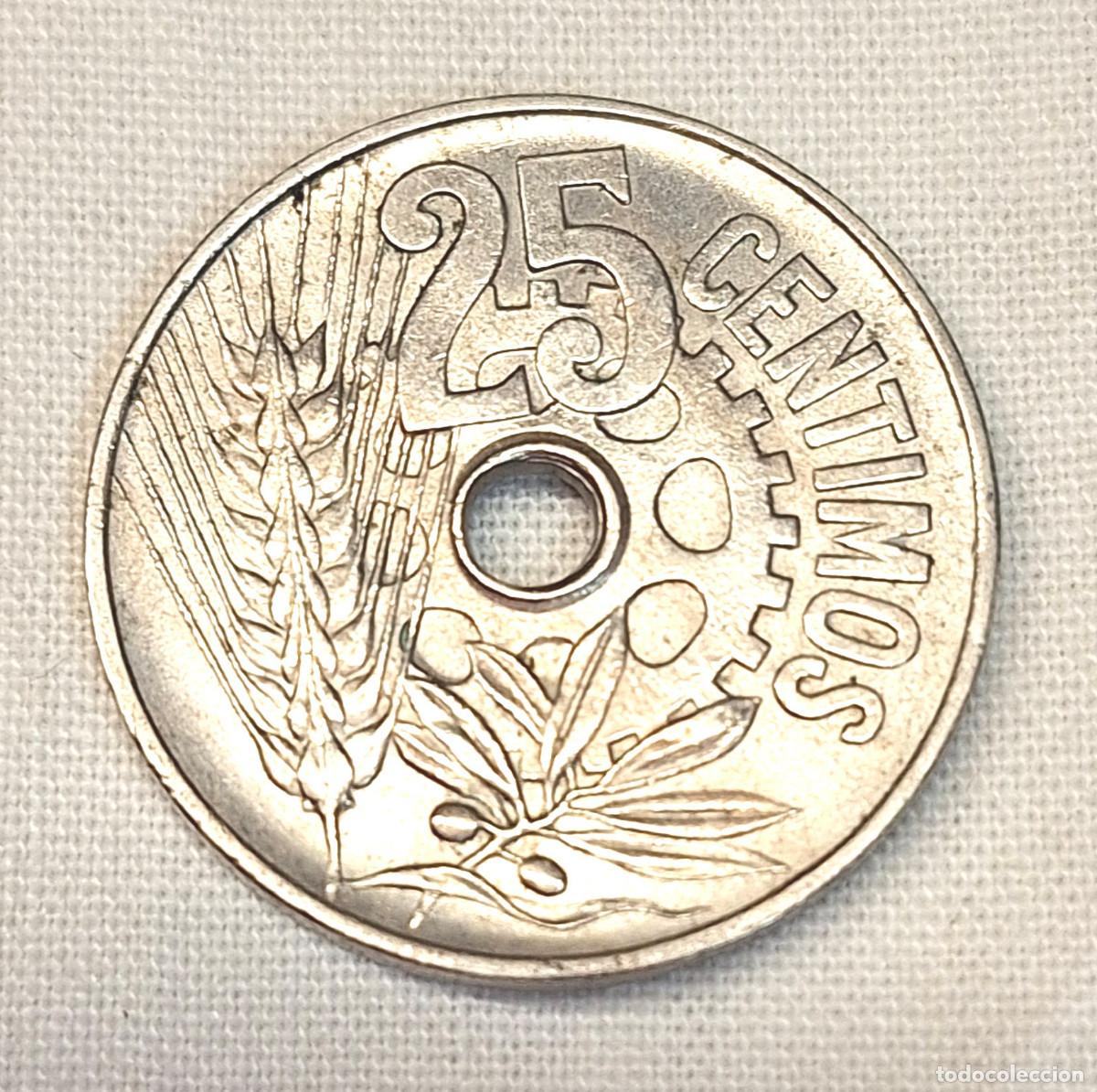 Monedas Rep&uacute;blica: Monedas 25 c&eacute;ntimos Rep&uacute;blica 1934 - Foto 2
