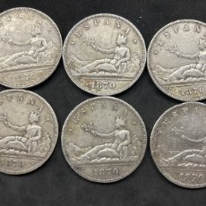 Monedas República: LOTE 6 MONEDA PLATA 5 PESETAS REPÚBLICA 1870