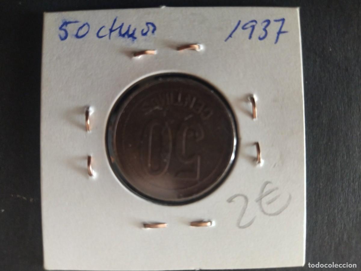 Monedas Rep&uacute;blica: 50 CENTIMOS 1937. REP&Uacute;BLICA - Foto 2