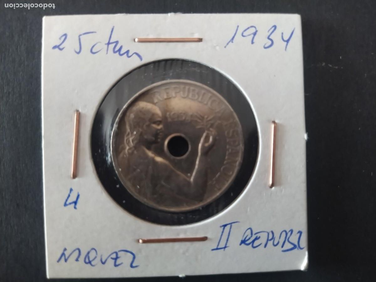 Monedas Rep&uacute;blica: 25 C&Eacute;NTIMOS 1934 - Foto 1