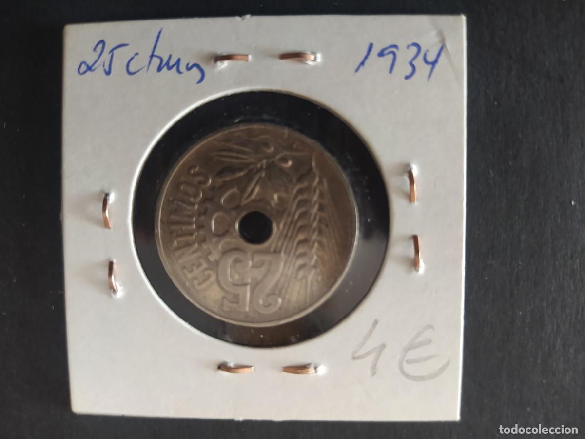 Monedas Rep&uacute;blica: 25 C&Eacute;NTIMOS 1934 - Foto 2