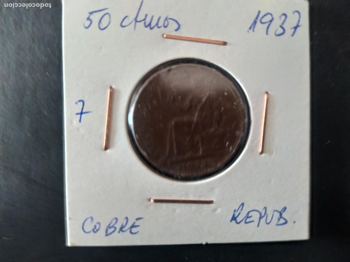 Monedas Rep&uacute;blica: 50 CENTIMOS 1937. REP&Uacute;BLICA - Foto 1