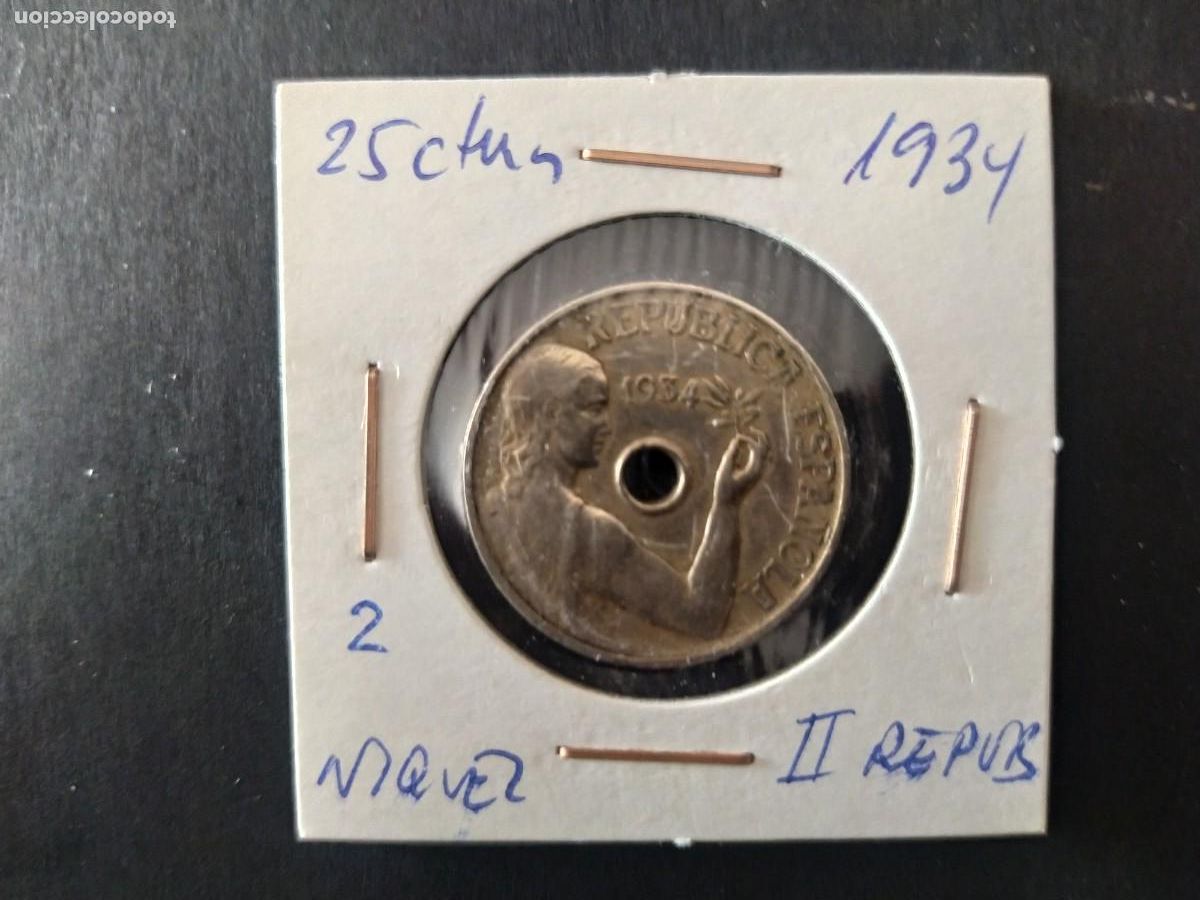 Monedas Rep&uacute;blica: 25 CENTIMOS 1934. - Foto 1