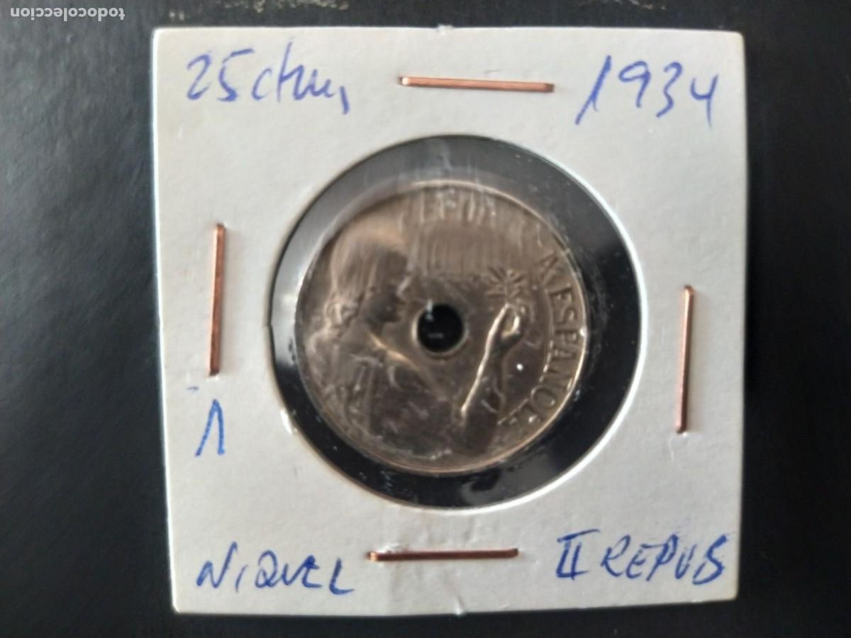 Monedas Rep&uacute;blica: 25 CENTIMOS 1934. - Foto 1