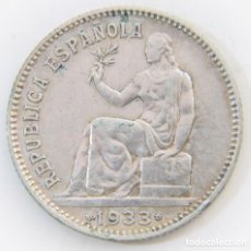 Monedas República: 1 PESETA. 1937. II REPÚBLICA ESPAÑOLA. PLATA. MBC.