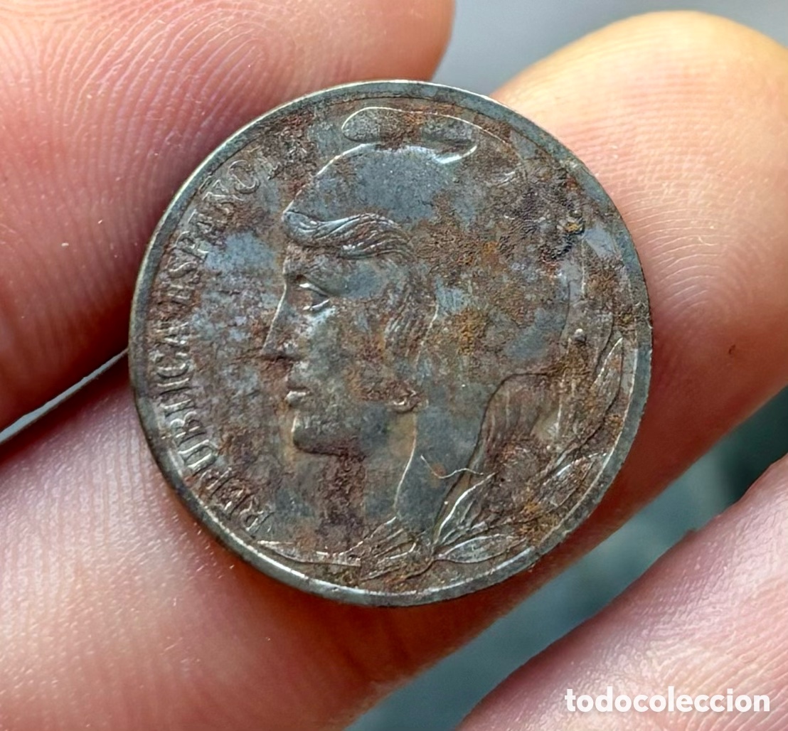 Monedas Rep&uacute;blica: Moneda 5 Centimos 1937 Republica. Hierro - Foto 1