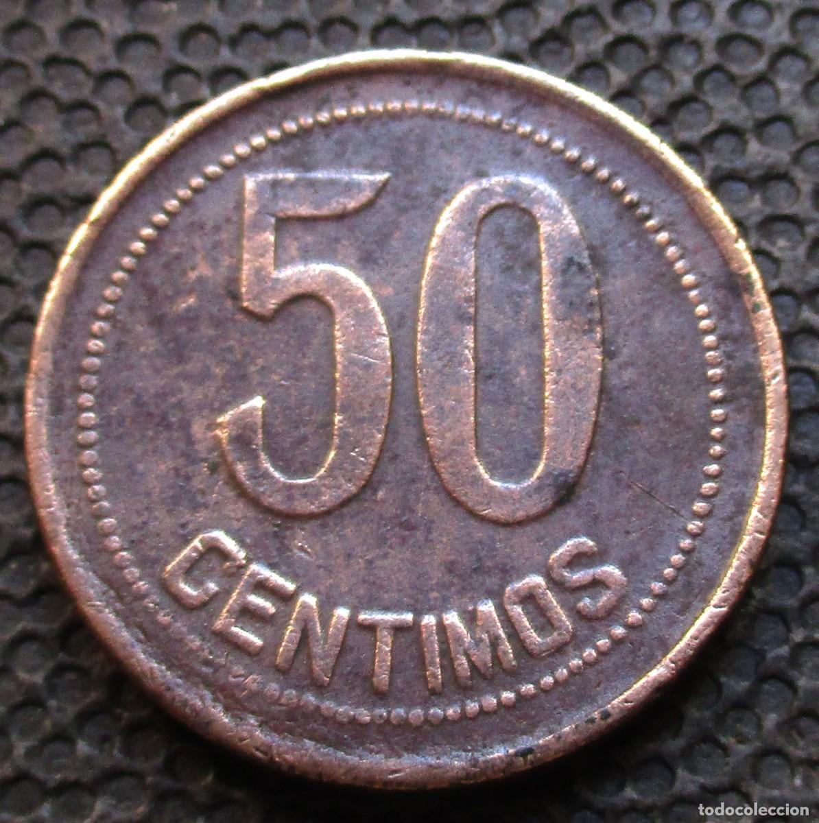 Monedas Rep&uacute;blica: 50 CENTIMOS 1937 - II Republica- Ref. 2 - Foto 2