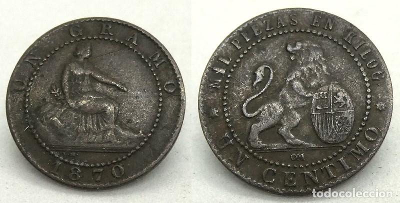 Monedas Rep&uacute;blica: Moneda de 1 c&eacute;ntimo de 1870 de la 1&ordf; rep&uacute;blica - Foto 1
