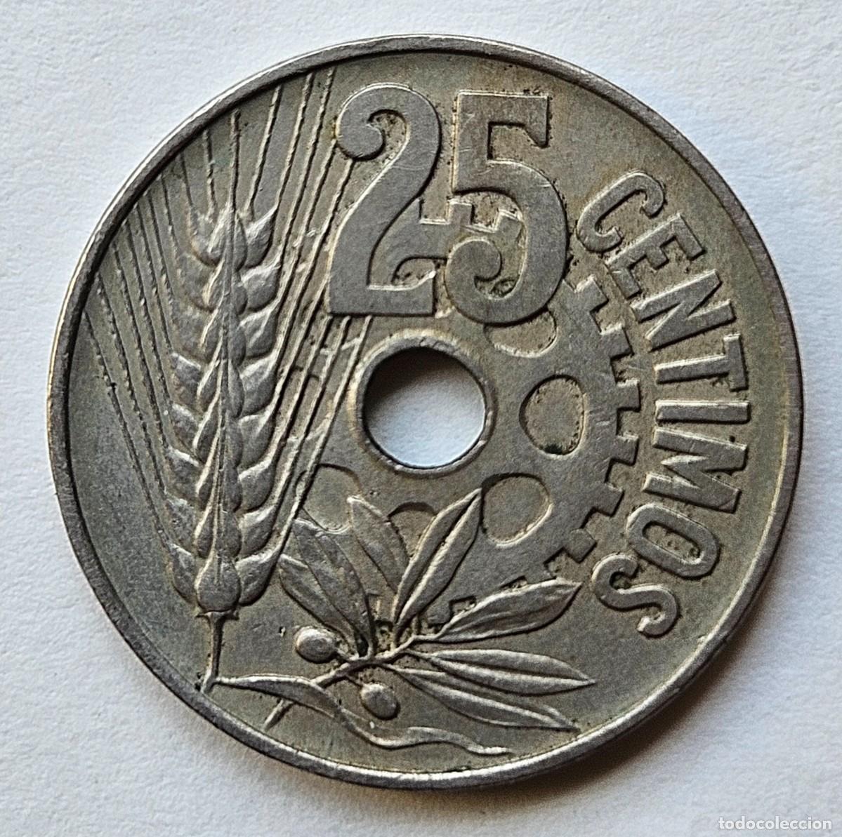 Monedas Rep&uacute;blica: Espa&ntilde;a, 25 centimos 1934, 2&ordf; Rep&uacute;blica - Foto 2