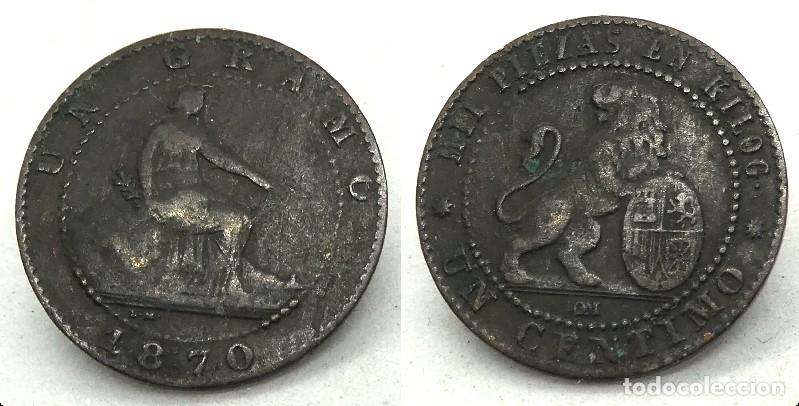 Monedas Rep&uacute;blica: Moneda de 1 c&eacute;ntimo de 1870 de la 1&ordf; rep&uacute;blica - Foto 1