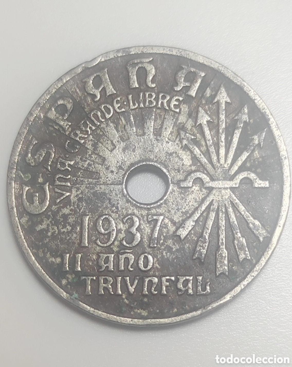 Monedas Rep&uacute;blica: Moneda 25 c&eacute;ntimos 1937 - Foto 1