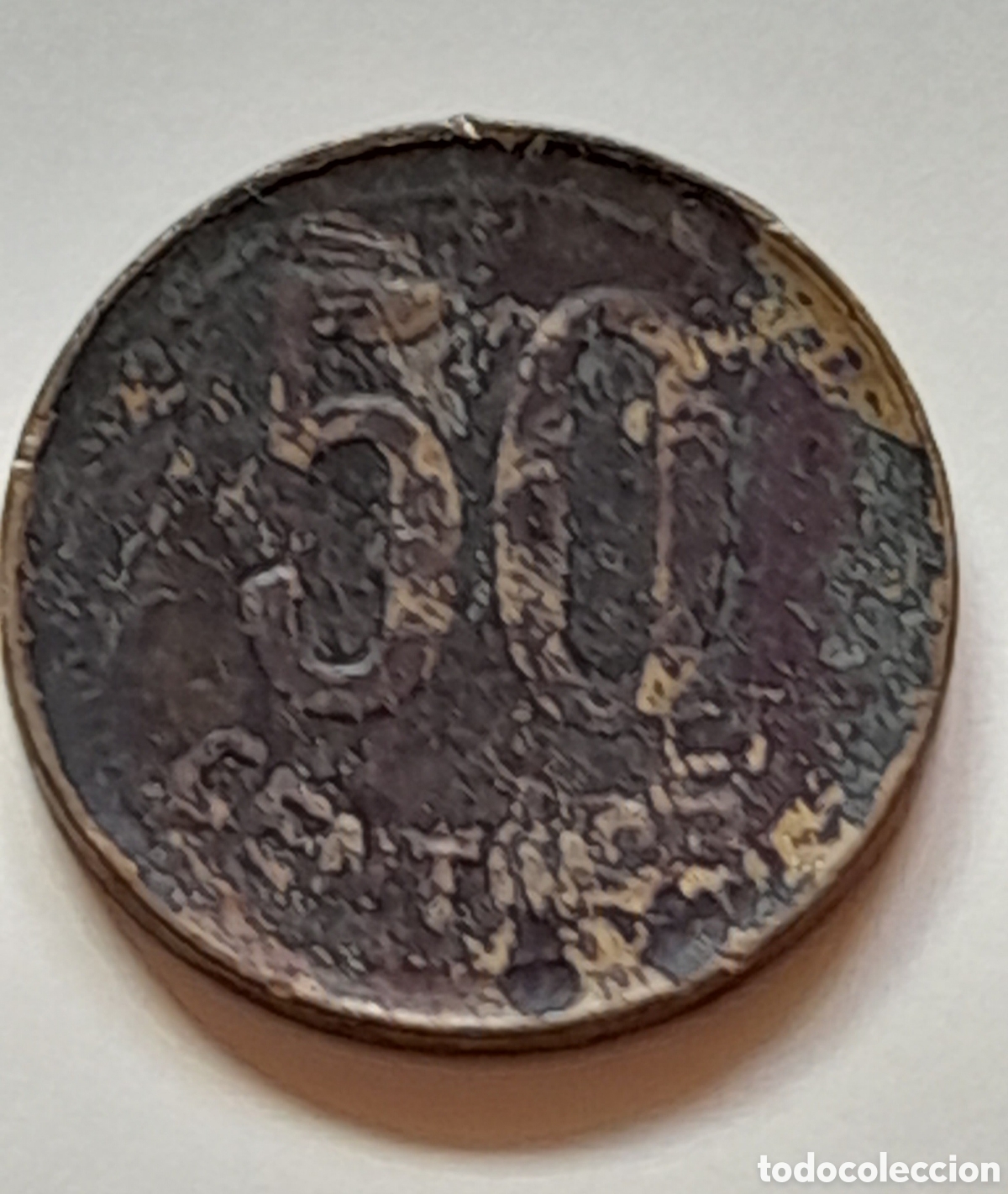 Monedas Rep&uacute;blica: A&ntilde;o 1937 , moneda de 50 centimos - Foto 2