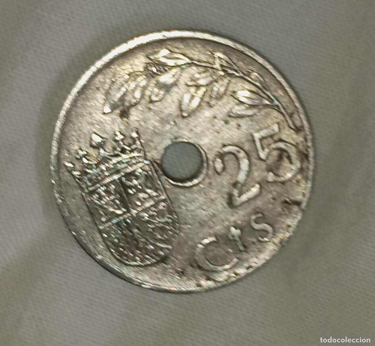 Monedas Rep&uacute;blica: Monedas espa&ntilde;olas 25 CTS de 1937 - Foto 1