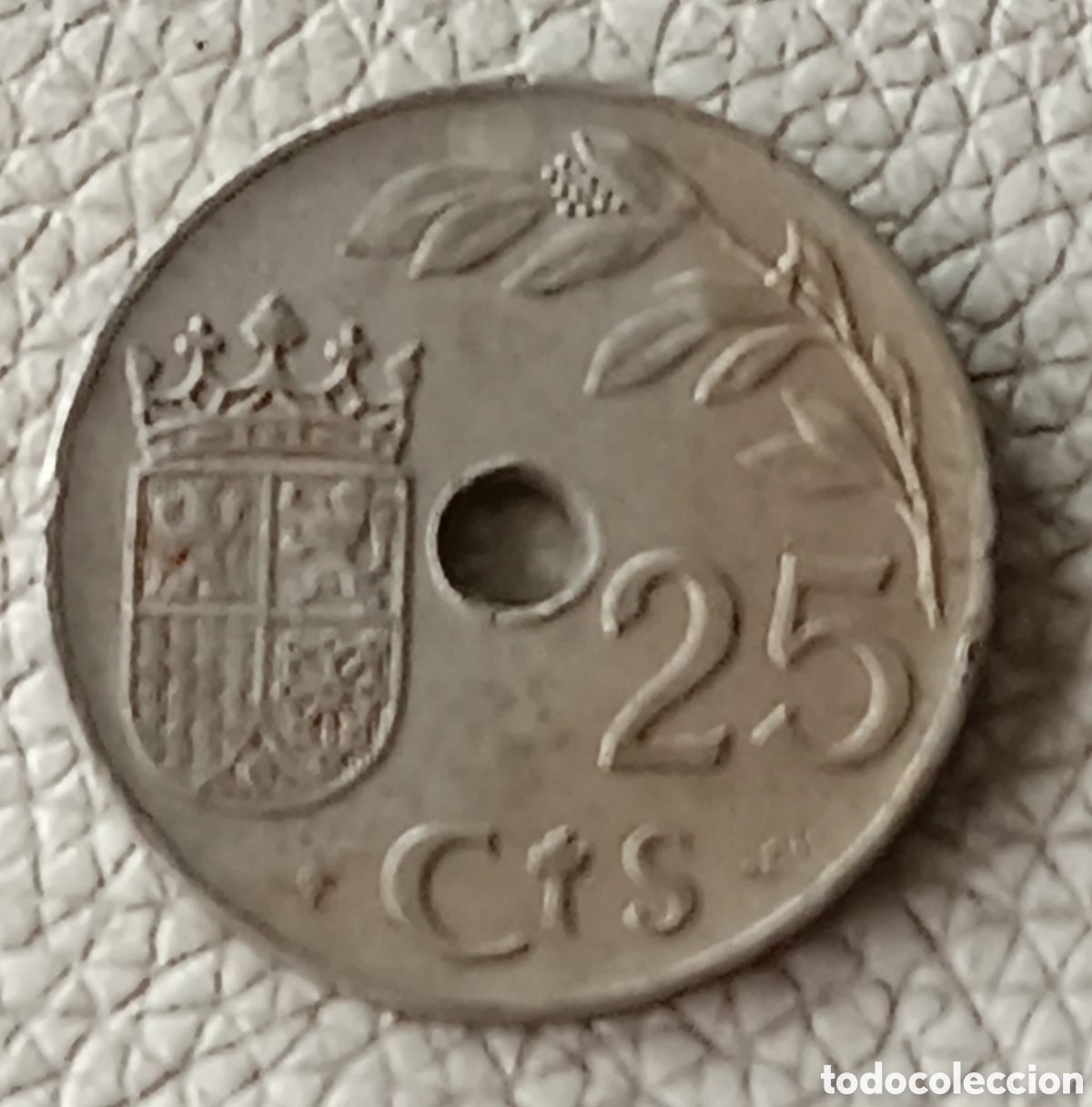 Monedas Rep&uacute;blica: Moneda de 25 c&eacute;ntimos de 1937. Espa&ntilde;a - Foto 2