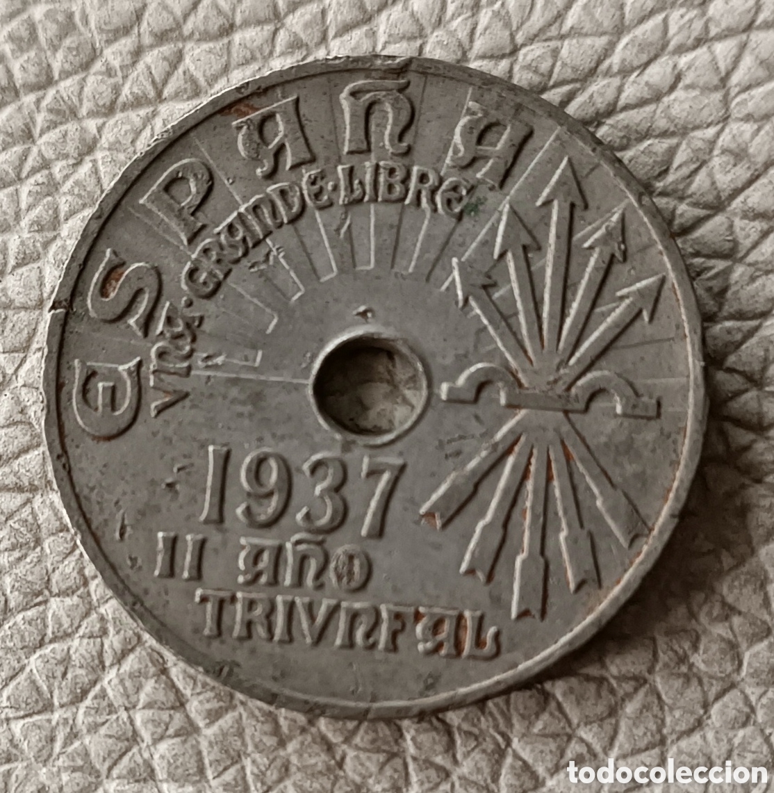 Monedas Rep&uacute;blica: Moneda de 25 c&eacute;ntimos de 1937. Espa&ntilde;a - Foto 1