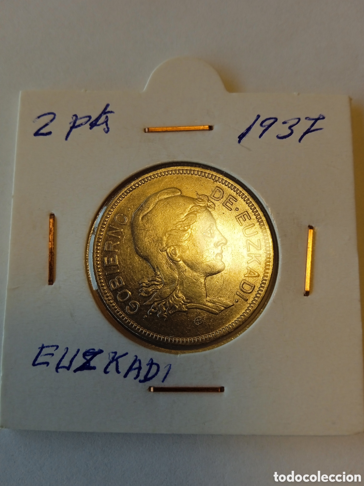 Monedas Rep&uacute;blica: 2 pesetas Euskadi 1937 - Foto 1