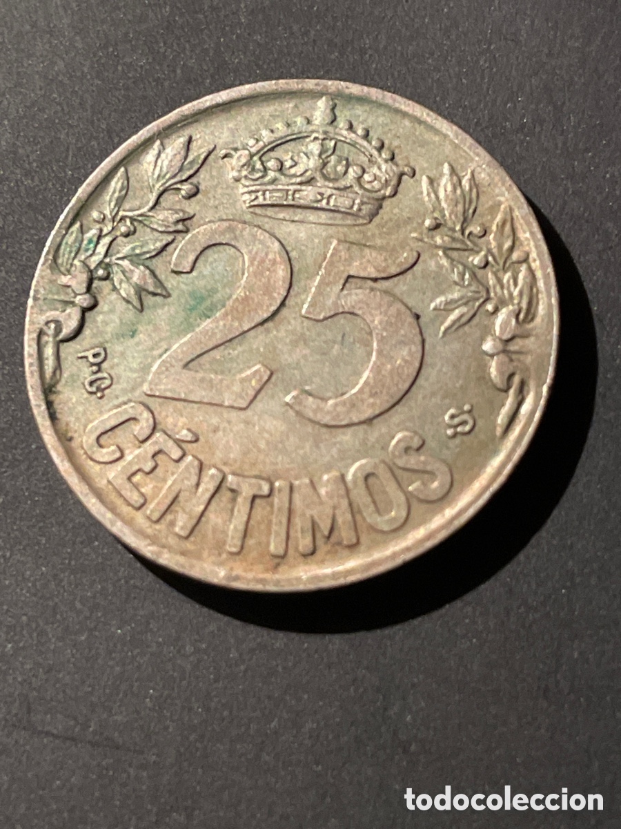 Monedas Rep&uacute;blica: Espa&ntilde;a 25 c&eacute;ntimos a&ntilde;o 1925 - Foto 2