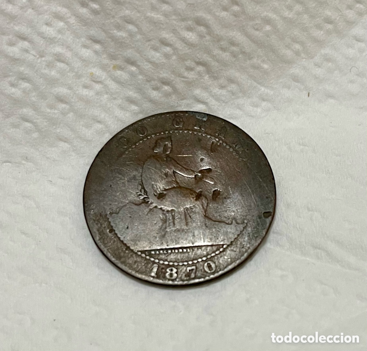 Monedas Rep&uacute;blica: MONEDA, ESPA&Ntilde;A, PROVISIONAL 5 Centimos - 1870 - Foto 3