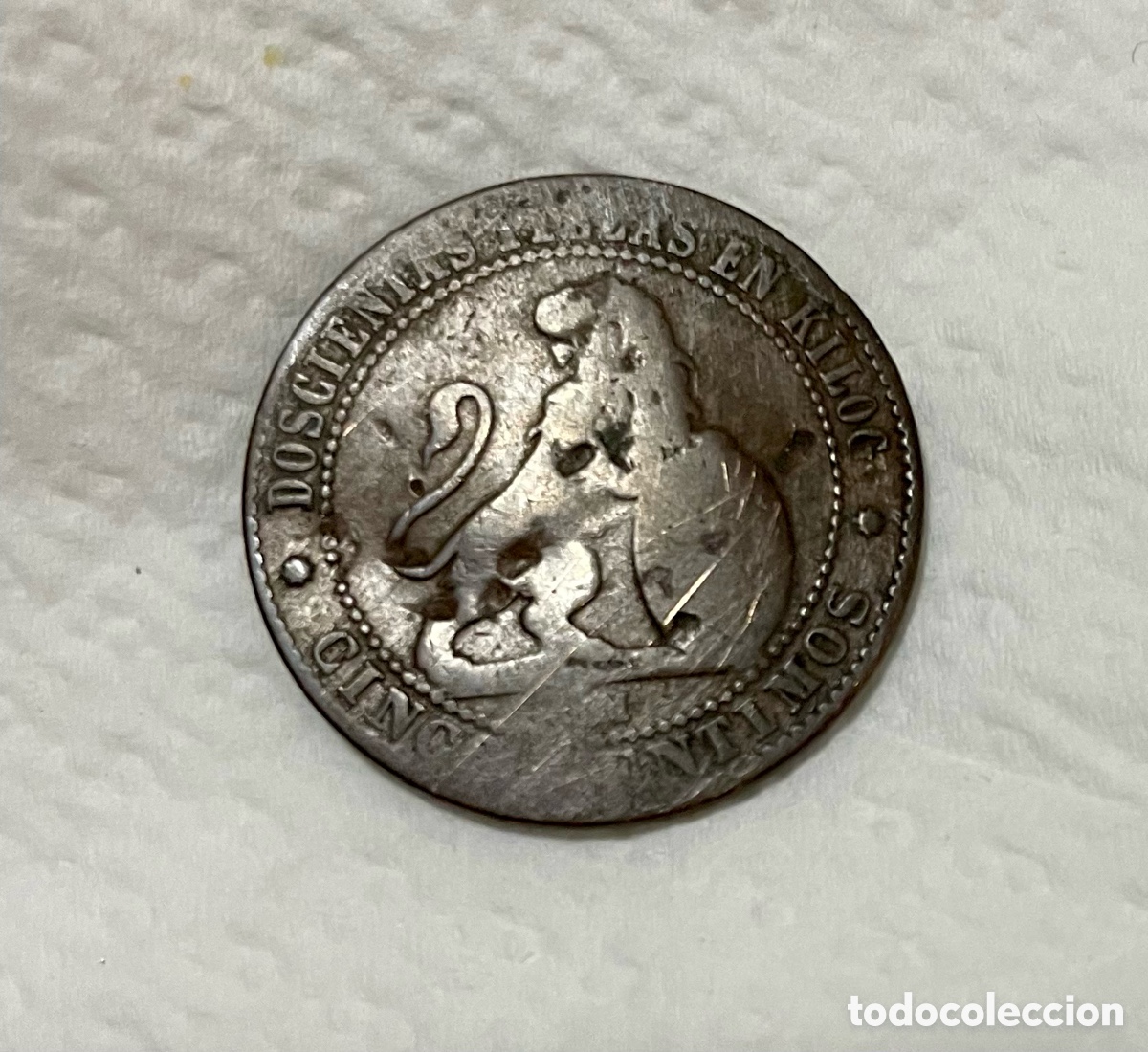 Monedas Rep&uacute;blica: MONEDA, ESPA&Ntilde;A, PROVISIONAL 5 Centimos - 1870 - Foto 5